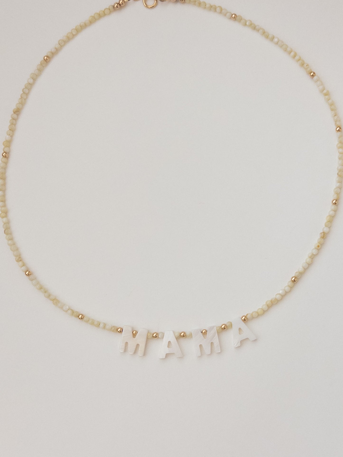 Mother of Pearl Name Necklace - Butter Yellow