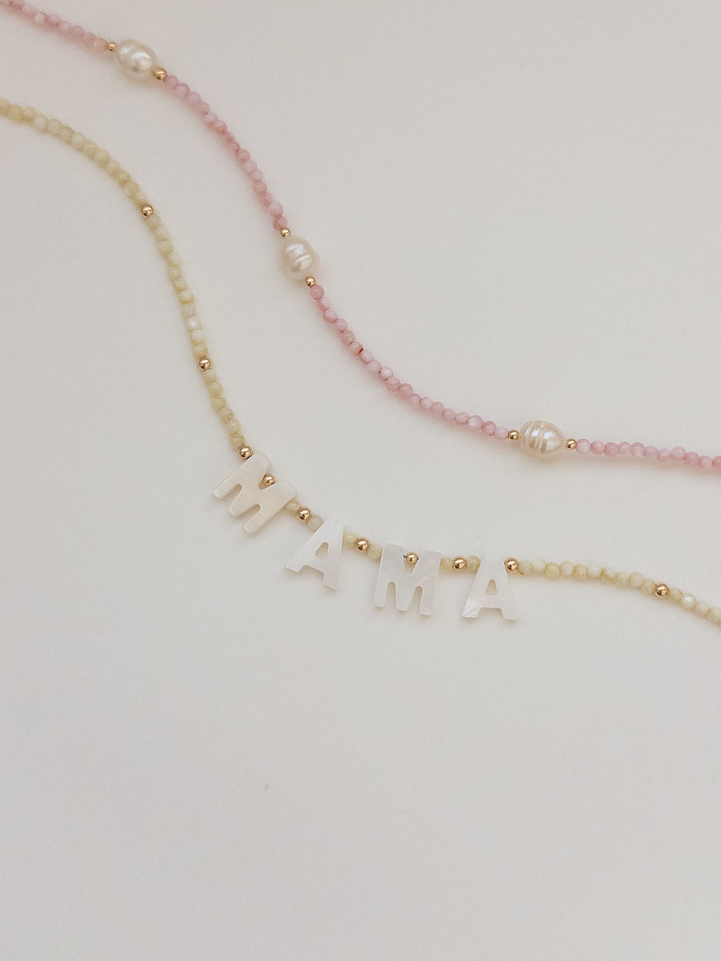 Mother of Pearl Name Necklace - Butter Yellow