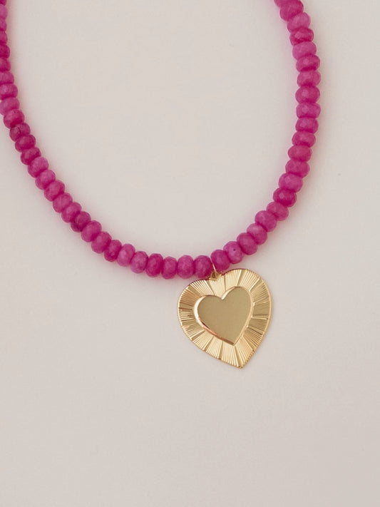 Neon Heart Gemstone Necklace