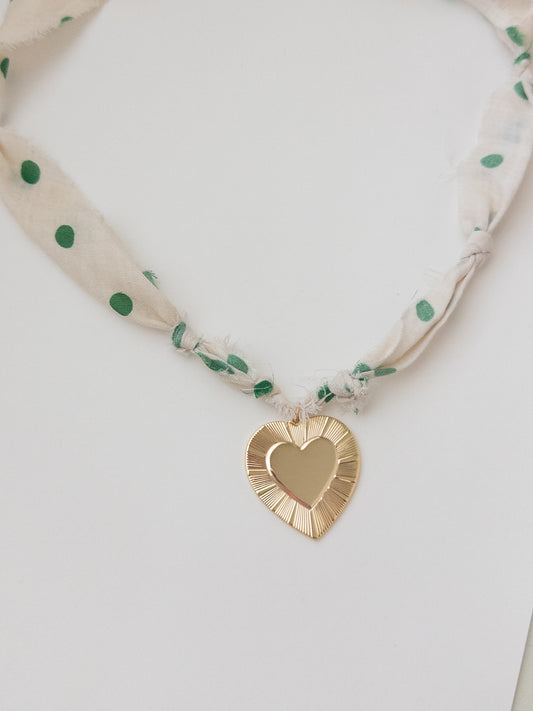 Polka Dot Heart Bandana Necklace