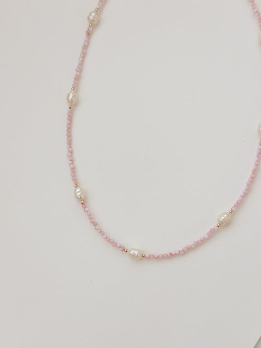 Pink Shell Pearl Necklace