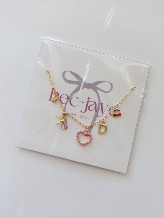 pink heart charm necklace