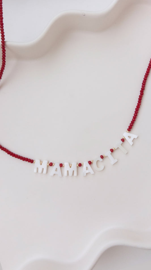 Mother of Pearl Name Necklace - Red MAMACITA
