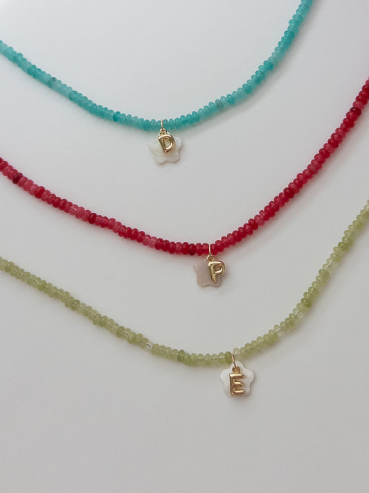 Shell Flower Necklace w/ Initial