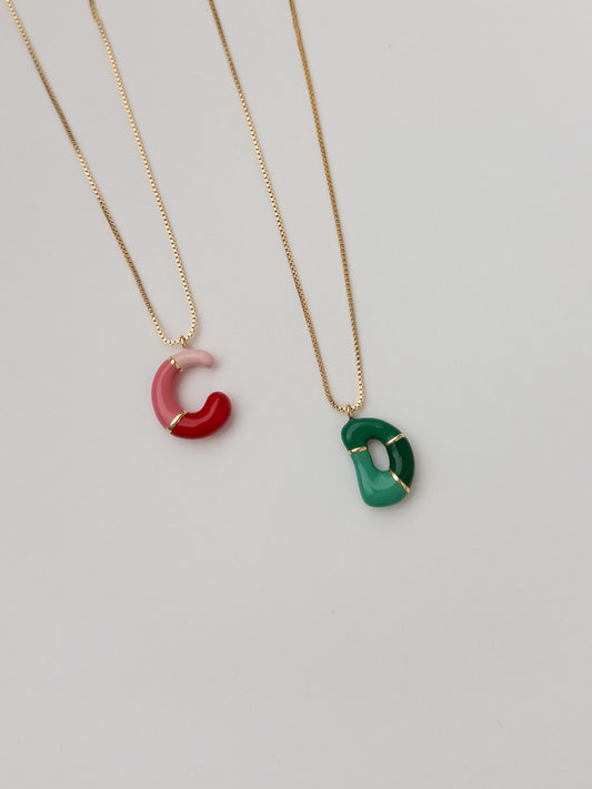 Green Bubble Letter Necklace