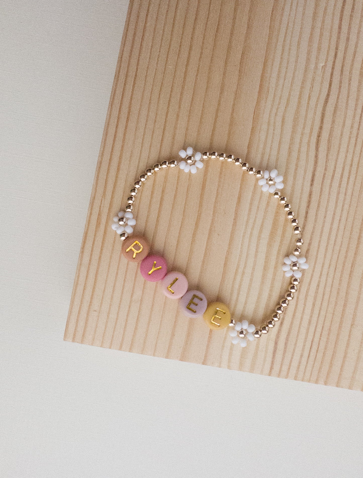 Pretty in Pink Floral Name Bracelet