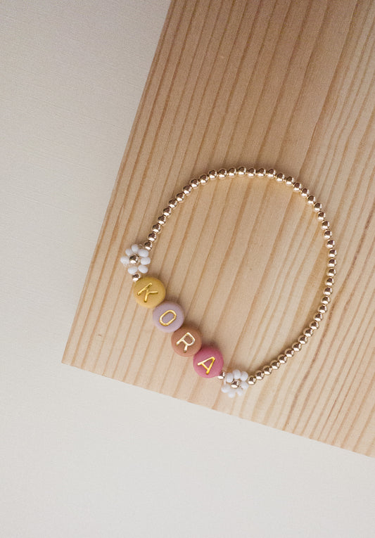 Pretty in Pink Daisy Name Bracelet